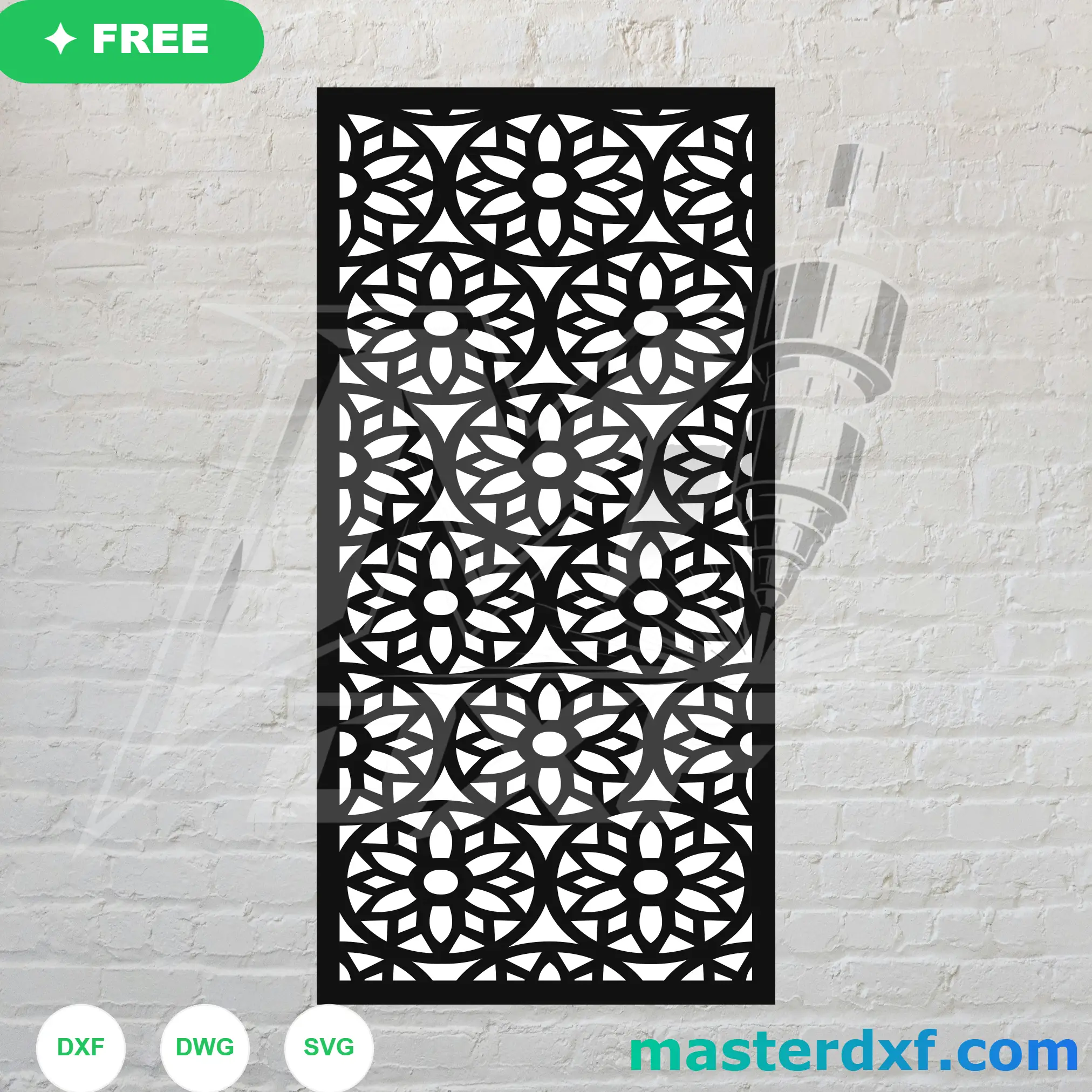Symmetrical Rosette Arabesque Open Mesh Lattice DXF File